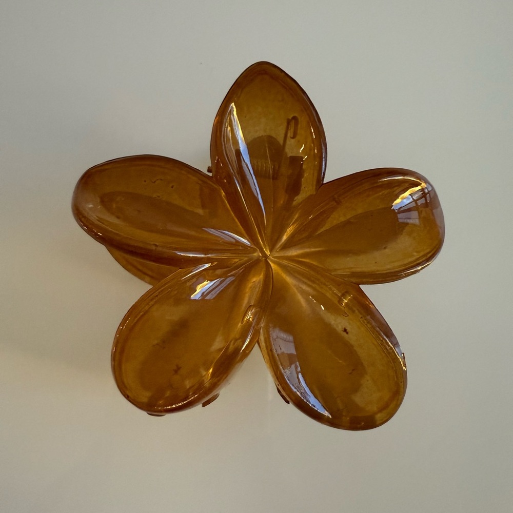 Amber Glass Flower Art Piece